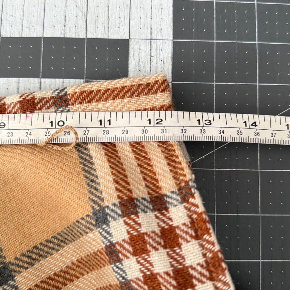 Vintage Dark Academia Preppy Heritage Tan Plaid Wool Blend Midi Skirt Small - Picture 5 of 6